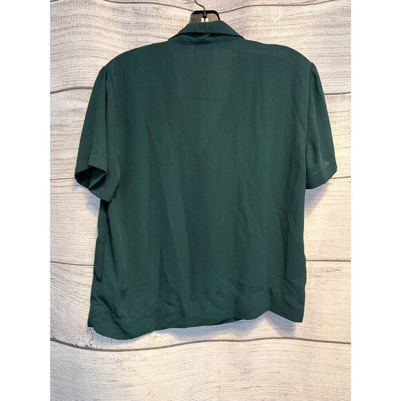Lulus Good Luck Charm Dark Green Short Sleeve Button-Up Top Size XS - Picture 3 of 3